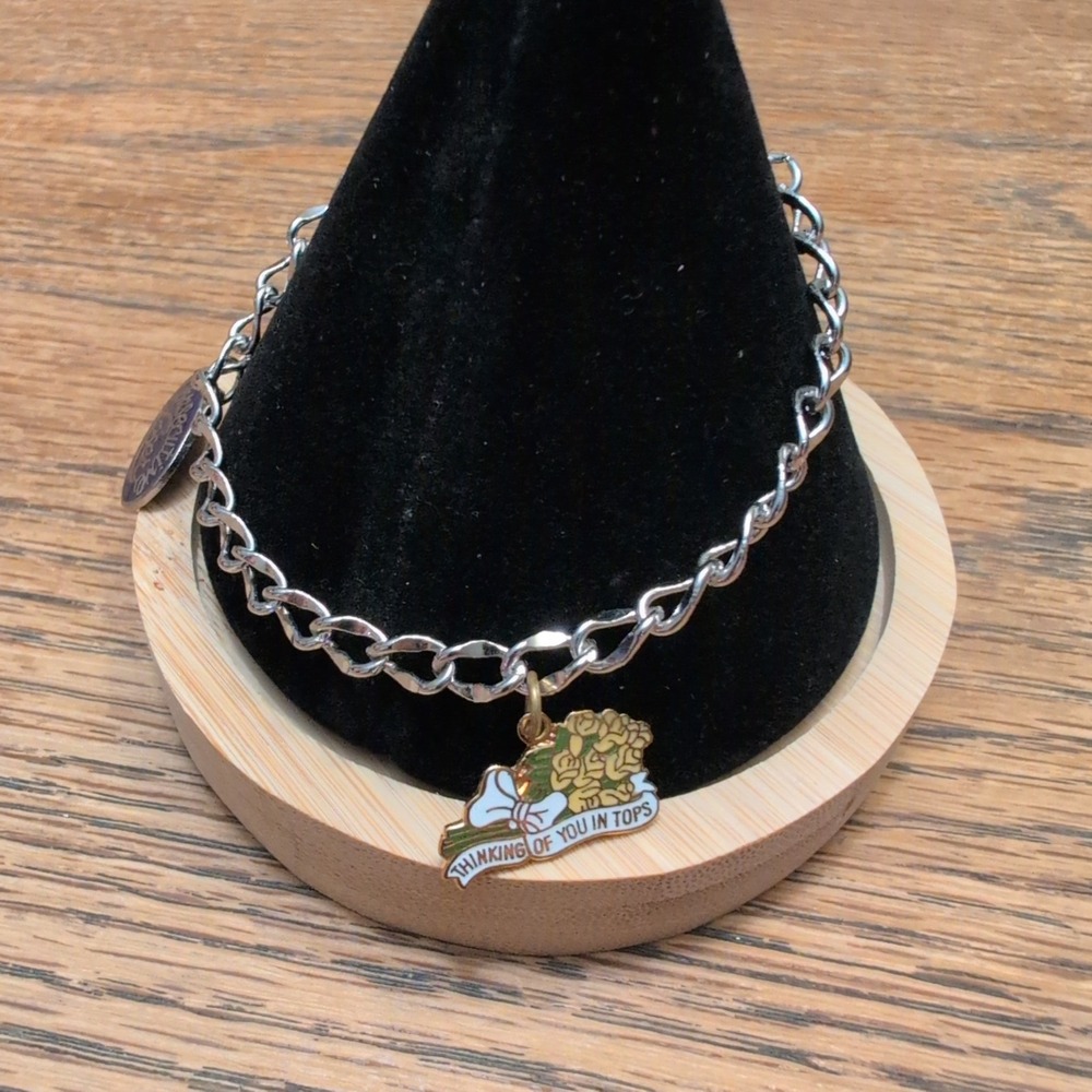 Consecutive Loser Thinking Of You In Tops Silver Tone Enamel Charm Bracelet - Picture 1 of 4